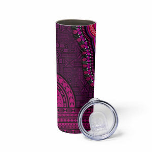 Pink Dashiki and Tapa Pattern Skinny Tumbler Africa-Polynesia Together Culture