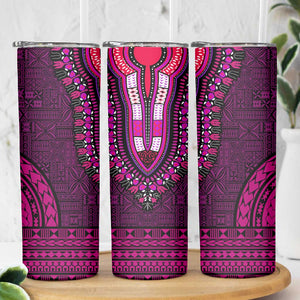 Pink Dashiki and Tapa Pattern Skinny Tumbler Africa-Polynesia Together Culture