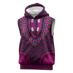 Pink Dashiki and Tapa Pattern Sleeveless Hoodie Africa-Polynesia Together Culture - African Pride