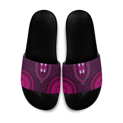 Pink Dashiki and Tapa Pattern Slide Sandals Africa-Polynesia Together Culture