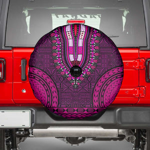 Pink Dashiki and Tapa Pattern Spare Tire Cover Africa-Polynesia Together Culture