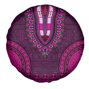 Pink Dashiki and Tapa Pattern Spare Tire Cover Africa-Polynesia Together Culture