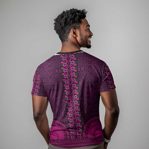 Pink Dashiki and Tapa Pattern T shirt Africa-Polynesia Together Culture