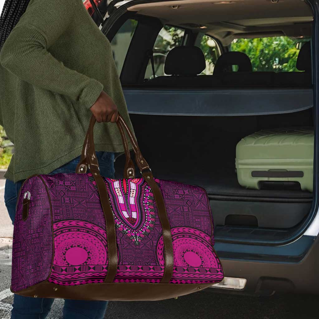 Pink Dashiki and Tapa Pattern Travel Bag Africa-Polynesia Together Culture