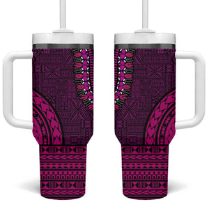 Pink Dashiki and Tapa Pattern Tumbler With Handle Africa-Polynesia Together Culture