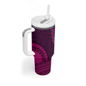 Pink Dashiki and Tapa Pattern Tumbler With Handle Africa-Polynesia Together Culture