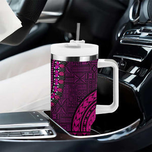 Pink Dashiki and Tapa Pattern Tumbler With Handle Africa-Polynesia Together Culture