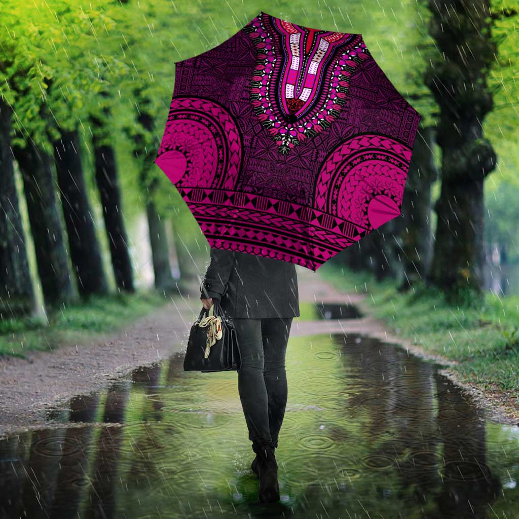 Pink Dashiki and Tapa Pattern Umbrella Africa-Polynesia Together Culture