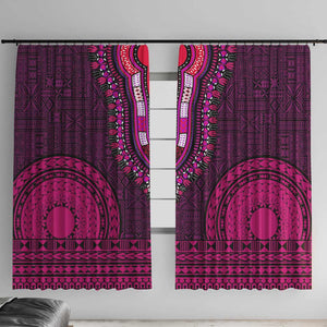 Pink Dashiki and Tapa Pattern Window Curtain Africa-Polynesia Together Culture