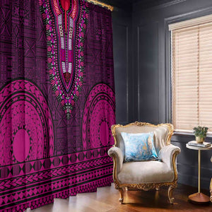 Pink Dashiki and Tapa Pattern Window Curtain Africa-Polynesia Together Culture