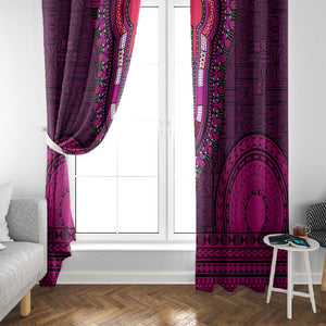 Pink Dashiki and Tapa Pattern Window Curtain Africa-Polynesia Together Culture