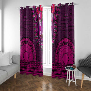 Pink Dashiki and Tapa Pattern Window Curtain Africa-Polynesia Together Culture