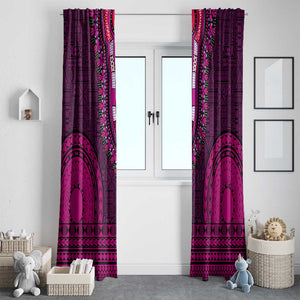 Pink Dashiki and Tapa Pattern Window Curtain Africa-Polynesia Together Culture