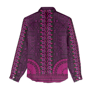 Pink Dashiki and Tapa Pattern Women Casual Shirt Africa-Polynesia Together Culture