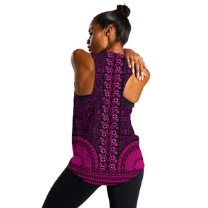 Pink Dashiki and Tapa Pattern Women Racerback Tank Africa-Polynesia Together Culture