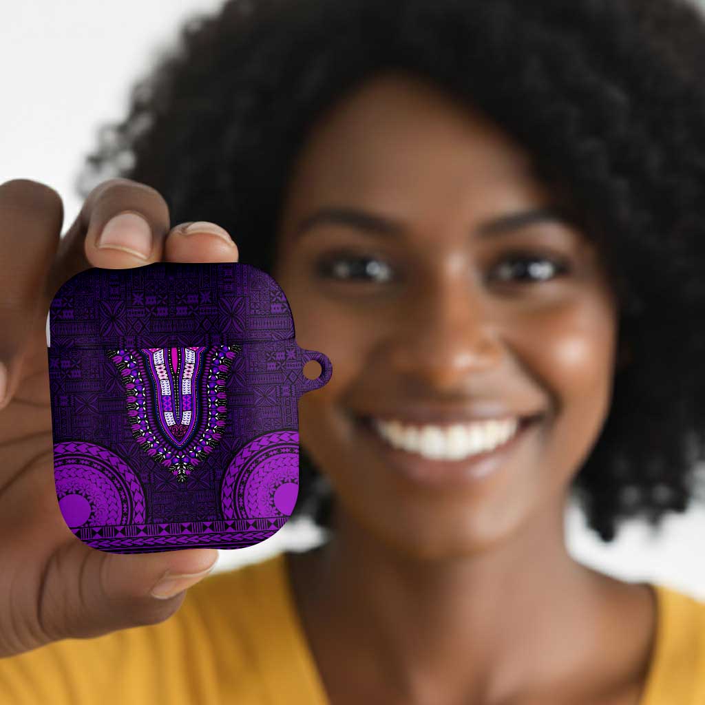 Purple Dashiki and Tapa Pattern AirPods Case Africa-Polynesia Together Culture