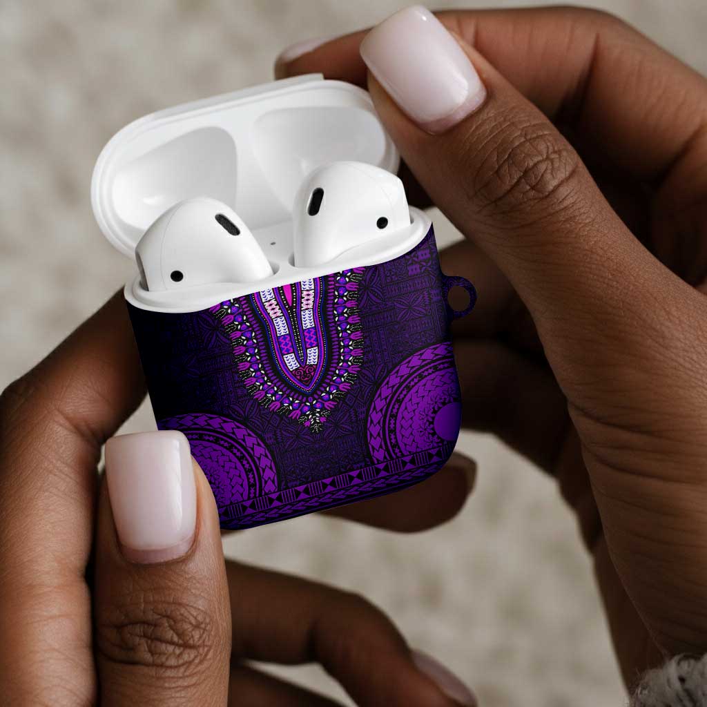 Purple Dashiki and Tapa Pattern AirPods Case Africa-Polynesia Together Culture