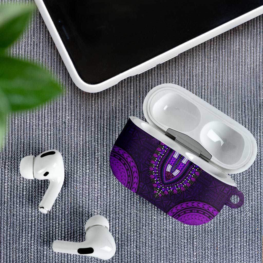 Purple Dashiki and Tapa Pattern AirPods Case Africa-Polynesia Together Culture