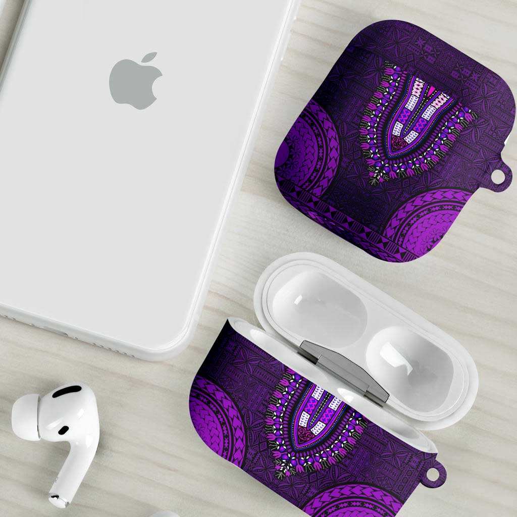Purple Dashiki and Tapa Pattern AirPods Case Africa-Polynesia Together Culture