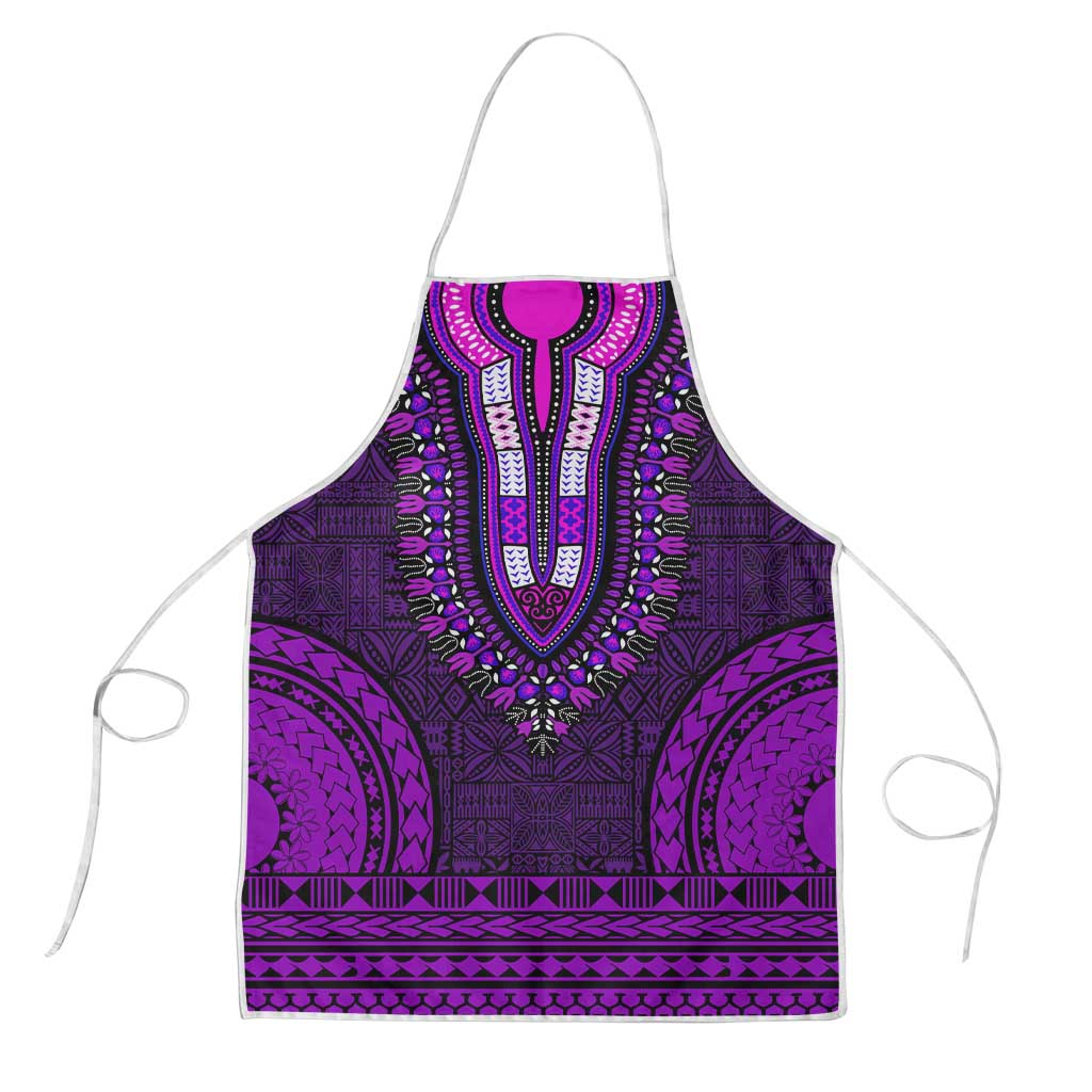 Purple Dashiki and Tapa Pattern Apron Africa-Polynesia Together Culture