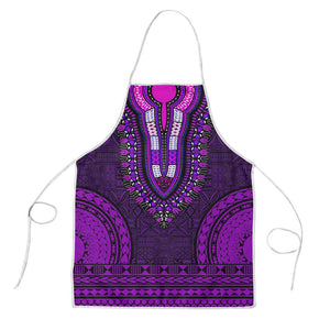 Purple Dashiki and Tapa Pattern Apron Africa-Polynesia Together Culture