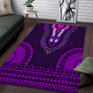 Purple Dashiki and Tapa Pattern Area Rug Africa-Polynesia Together Culture