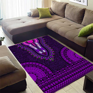 Purple Dashiki and Tapa Pattern Area Rug Africa-Polynesia Together Culture