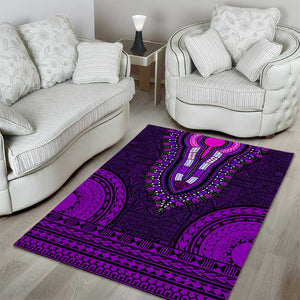 Purple Dashiki and Tapa Pattern Area Rug Africa-Polynesia Together Culture