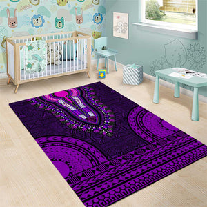 Purple Dashiki and Tapa Pattern Area Rug Africa-Polynesia Together Culture