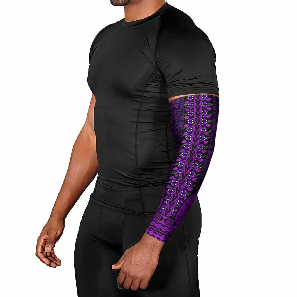 Purple Dashiki and Tapa Pattern Arm Sleeves Africa-Polynesia Together Culture