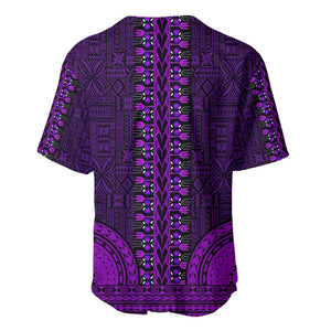 Purple Dashiki and Tapa Pattern Baseball Jersey Africa-Polynesia Together Culture