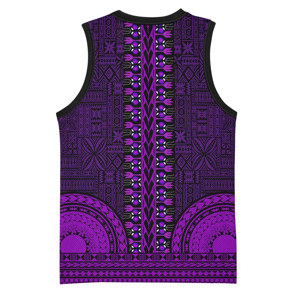 Purple Dashiki and Tapa Pattern Basketball Jersey Africa-Polynesia Together Culture LT9