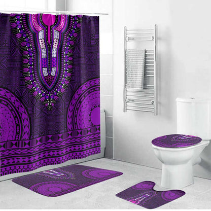 Purple Dashiki and Tapa Pattern Bathroom Set Africa-Polynesia Together Culture