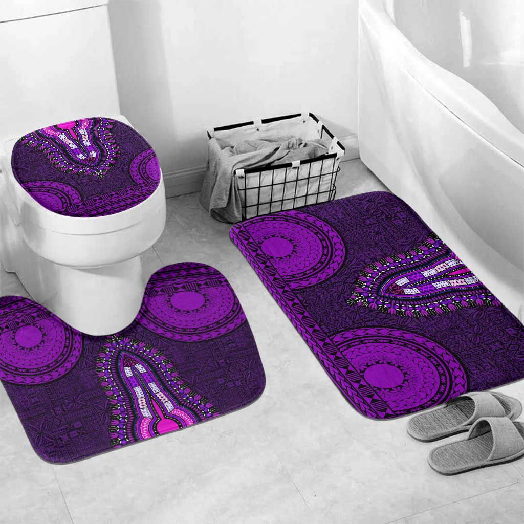 Purple Dashiki and Tapa Pattern Bathroom Set Africa-Polynesia Together Culture