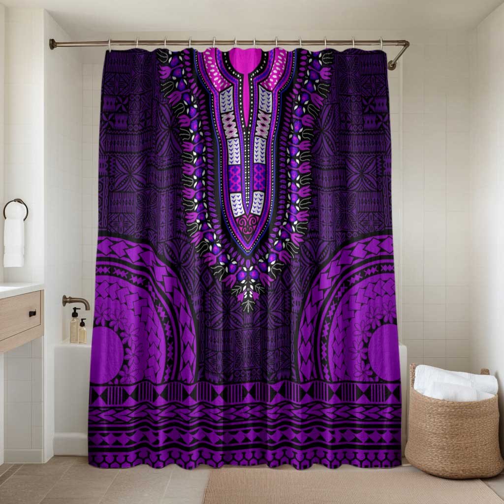 Purple Dashiki and Tapa Pattern Bathroom Set Africa-Polynesia Together Culture