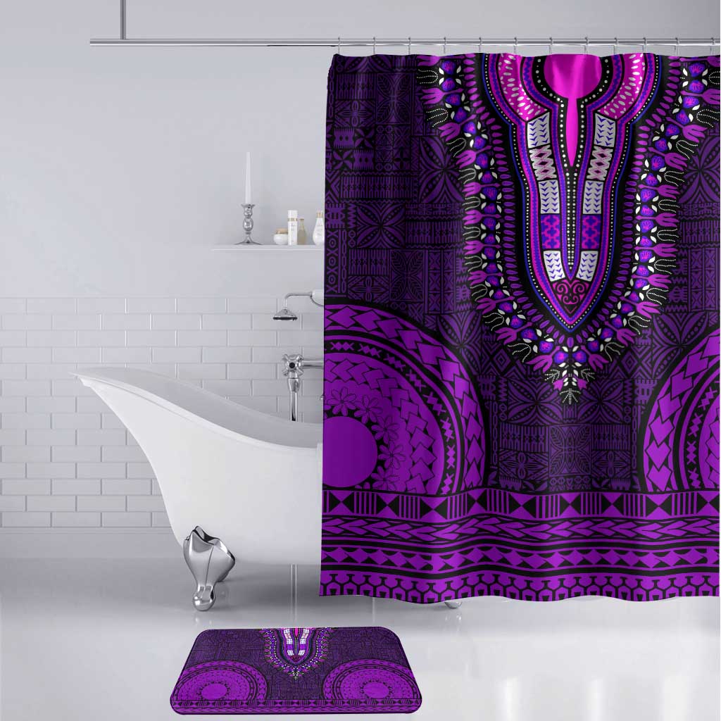 Purple Dashiki and Tapa Pattern Bathroom Set Africa-Polynesia Together Culture
