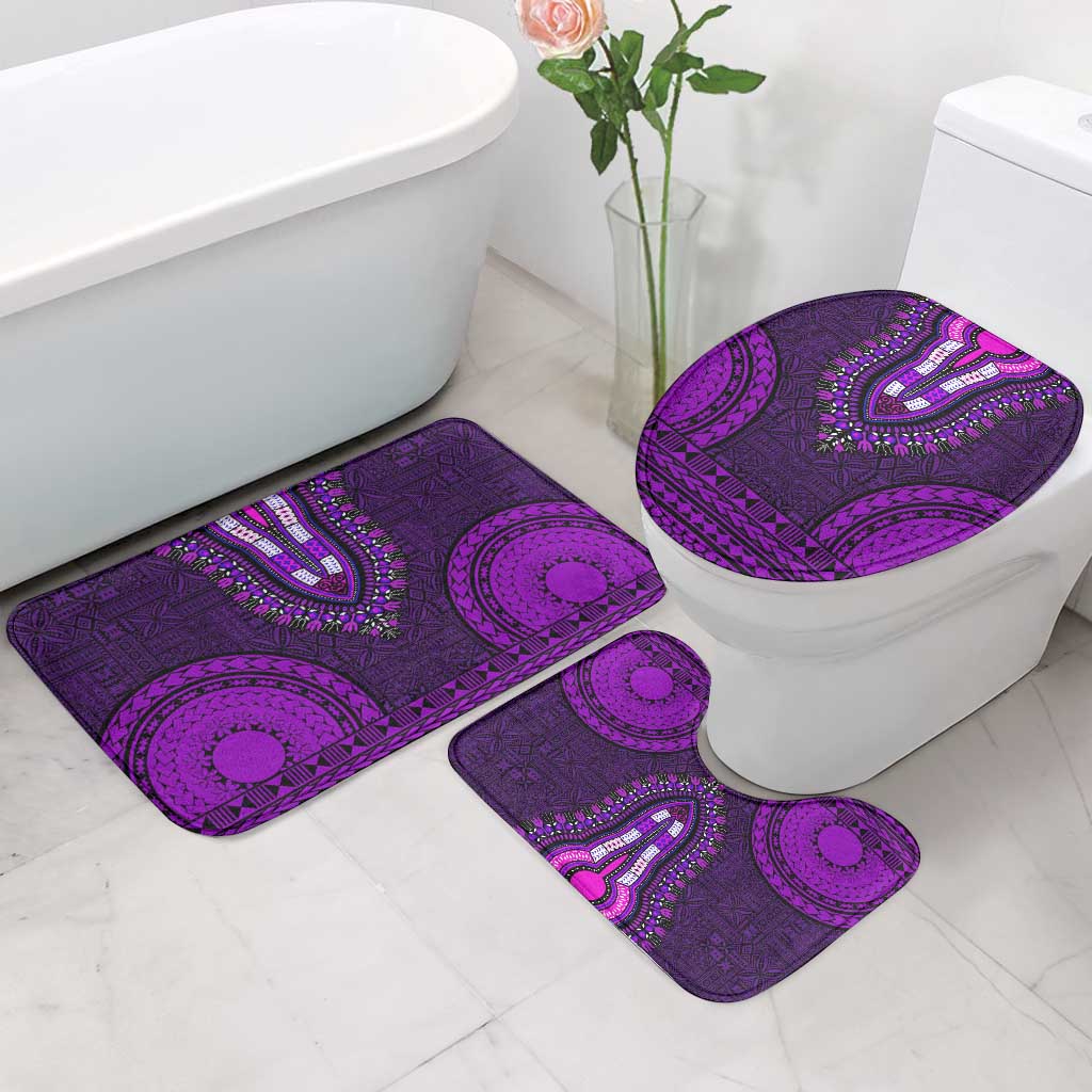 Purple Dashiki and Tapa Pattern Bathroom Set Africa-Polynesia Together Culture