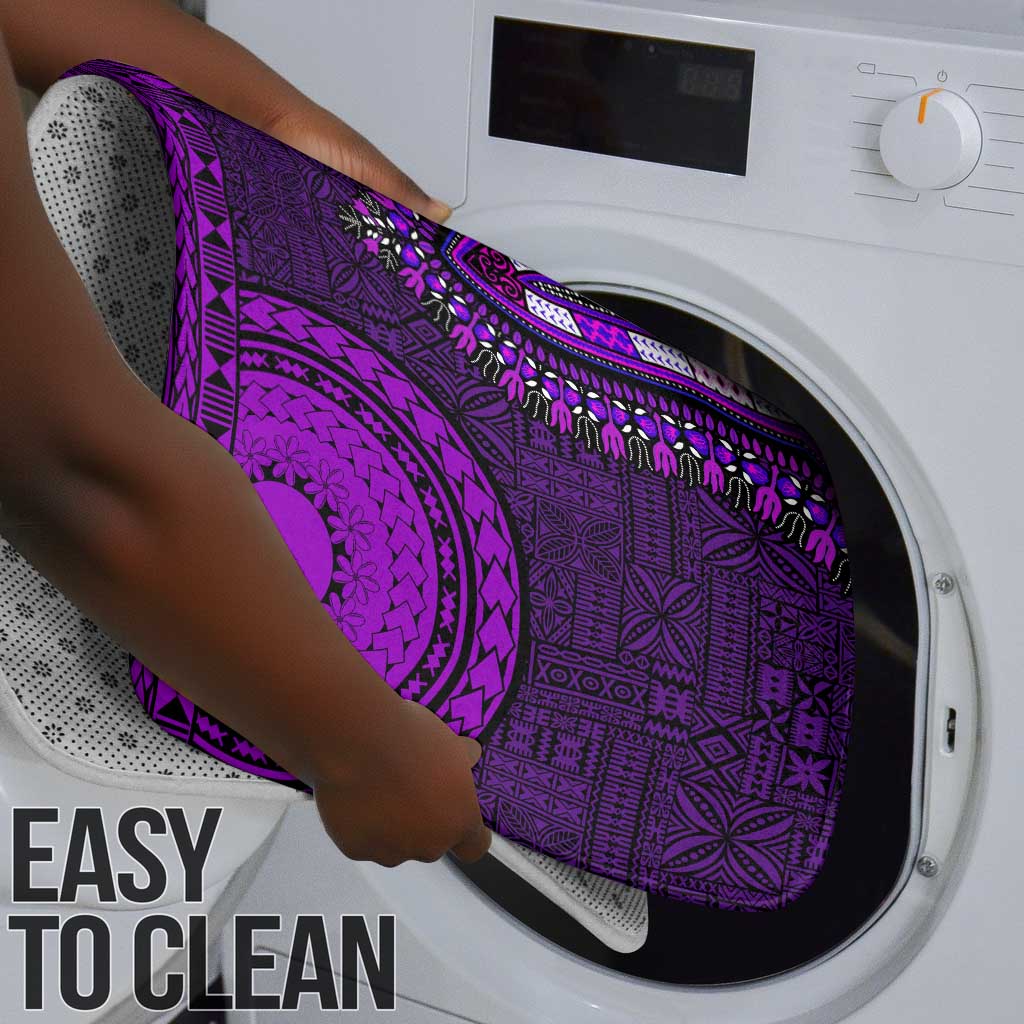 Purple Dashiki and Tapa Pattern Bathroom Set Africa-Polynesia Together Culture