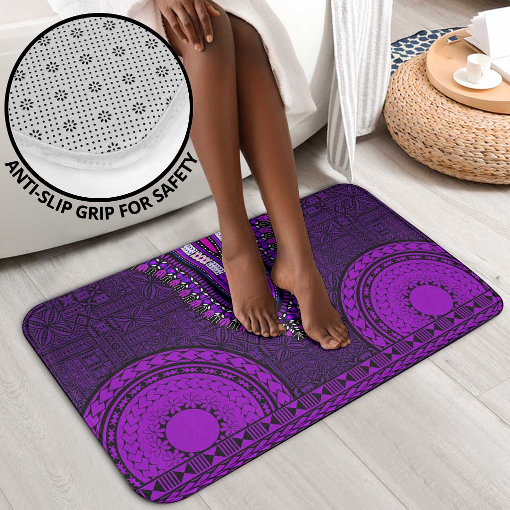 Purple Dashiki and Tapa Pattern Bathroom Set Africa-Polynesia Together Culture