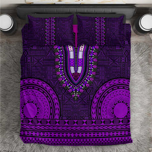 Purple Dashiki and Tapa Pattern Bedding Set Africa-Polynesia Together Culture