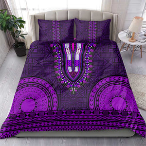 Purple Dashiki and Tapa Pattern Bedding Set Africa-Polynesia Together Culture