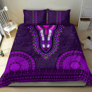 Purple Dashiki and Tapa Pattern Bedding Set Africa-Polynesia Together Culture