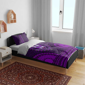 Purple Dashiki and Tapa Pattern Bedding Set Africa-Polynesia Together Culture