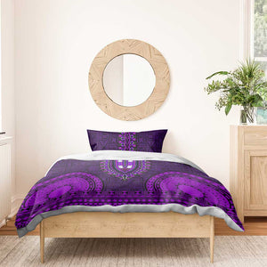 Purple Dashiki and Tapa Pattern Bedding Set Africa-Polynesia Together Culture