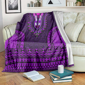 Purple Dashiki and Tapa Pattern Blanket Africa-Polynesia Together Culture