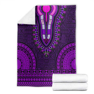 Purple Dashiki and Tapa Pattern Blanket Africa-Polynesia Together Culture