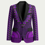 Purple Dashiki and Tapa Pattern Blazer Africa-Polynesia Together Culture