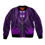 Purple Dashiki and Tapa Pattern Bomber Jacket Africa-Polynesia Together Culture