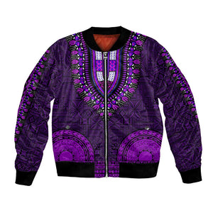 Purple Dashiki and Tapa Pattern Bomber Jacket Africa-Polynesia Together Culture