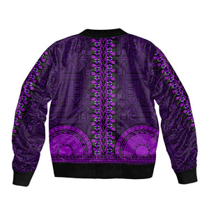 Purple Dashiki and Tapa Pattern Bomber Jacket Africa-Polynesia Together Culture